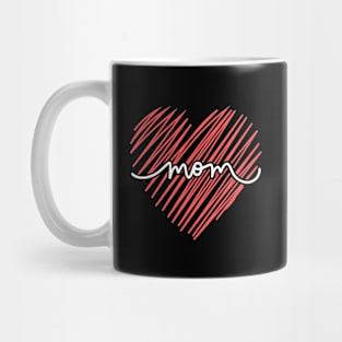 Mom and Scribble Heart Black Mug